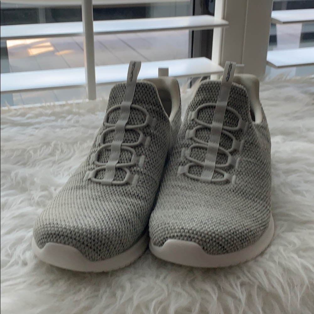 Sketchers gray slip on sneakers